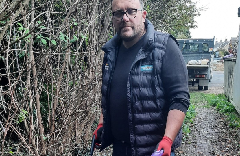 Cllr Steve Corney and dyke clean-up